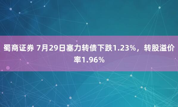 蜀商证券 7月29日塞力转债下跌1.23%，转股溢价率1.96%